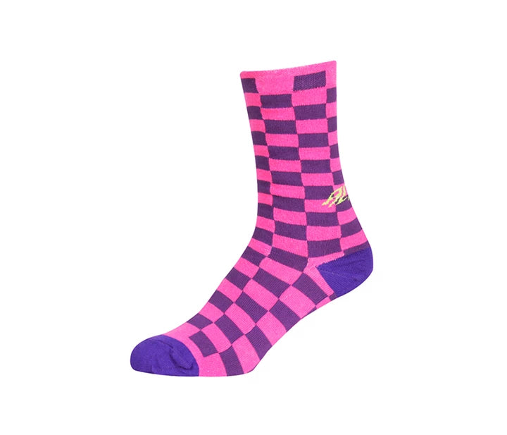 Meia Altai Quadriculada Rosa e Roxo