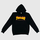 Moletom Thrasher Capuz Fech Flame Logo Preto