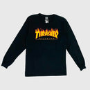 Camiseta Thrasher Manga Longa Flame Logo Preto