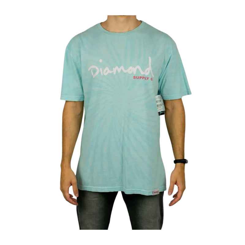 Camiseta Diamond Og Script Tie Dye Azul Masculina