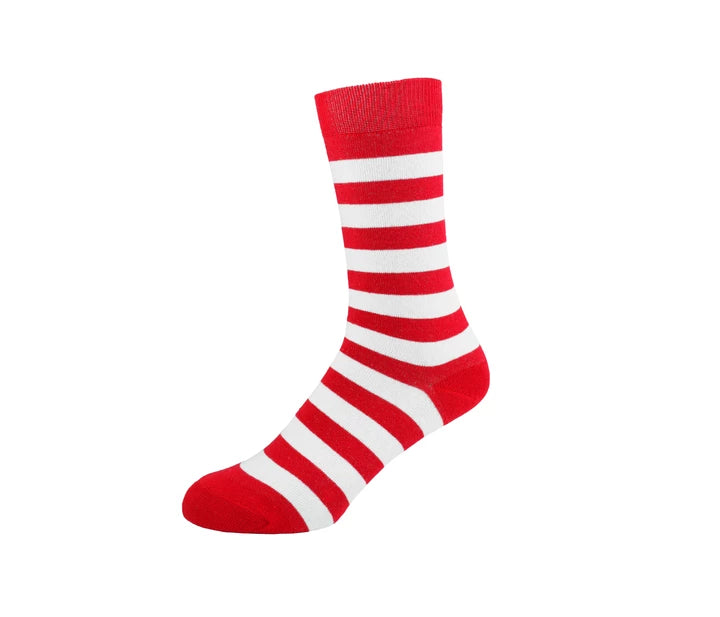 Meia Altai Listrada Branco e Vermelho