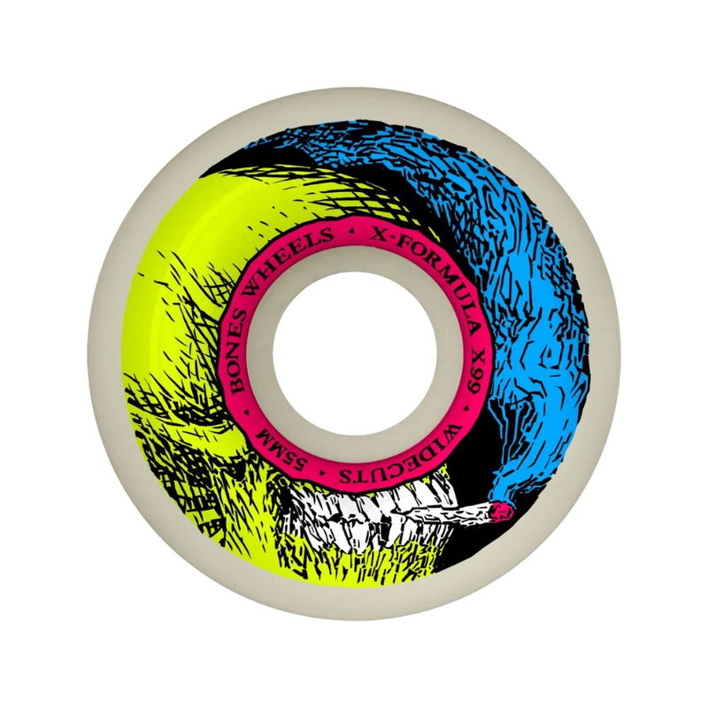 Rodas de Skate Bones Wheels X-Formula Smokin Skull 55mm V6 Widecut 99A (Conjunto com 4)