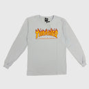Camiseta Thrasher Manga Longa Flame Logo Branco