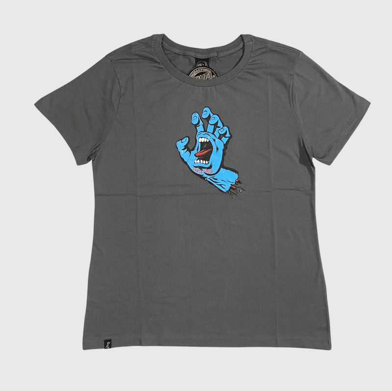 Camiseta Santa Cruz Feminina Screaming Hand Dront SS Chumbo