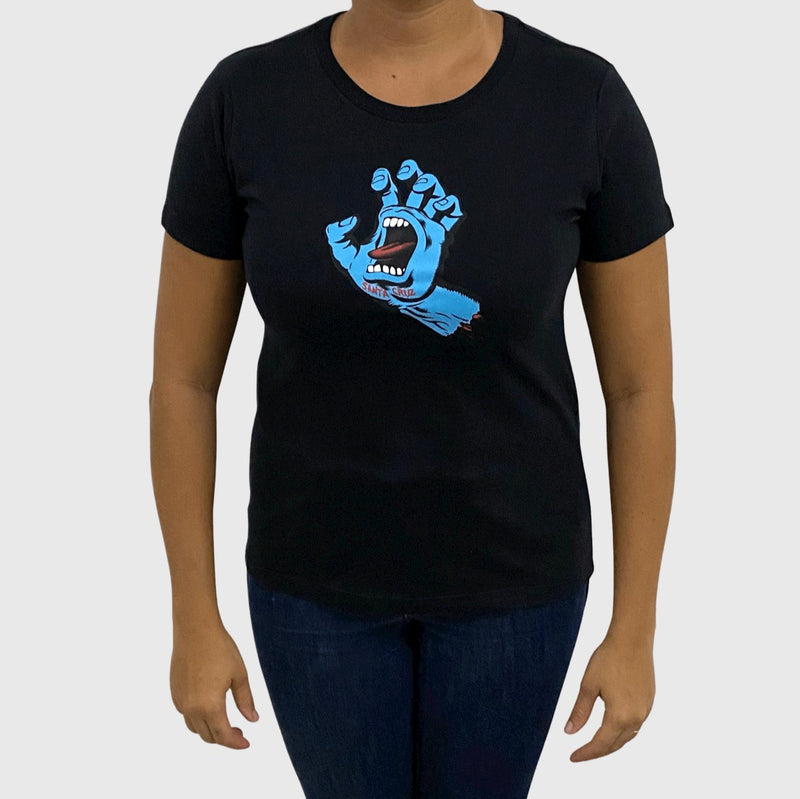 Camiseta Santa Cruz Feminina  Screaming Hand Dront SS Preto